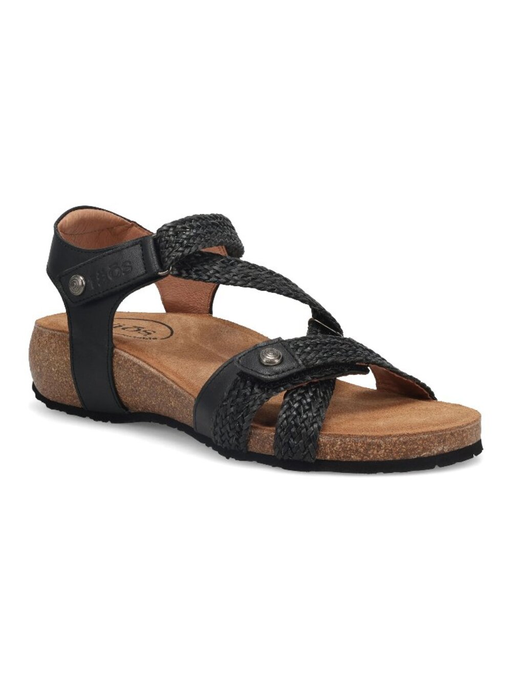 TAOS Trulie Wedge Sandal Black Braided Leather 8-8.5 EU 39 Black Walking Travel